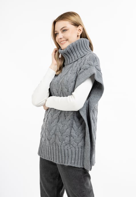 Dreimaster Knitted vest women dark grey melange - Image 3