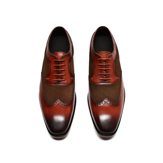Men's shoe with classic decorative stitching Business shoes Smooth leather Low shoes Brown - Image 2