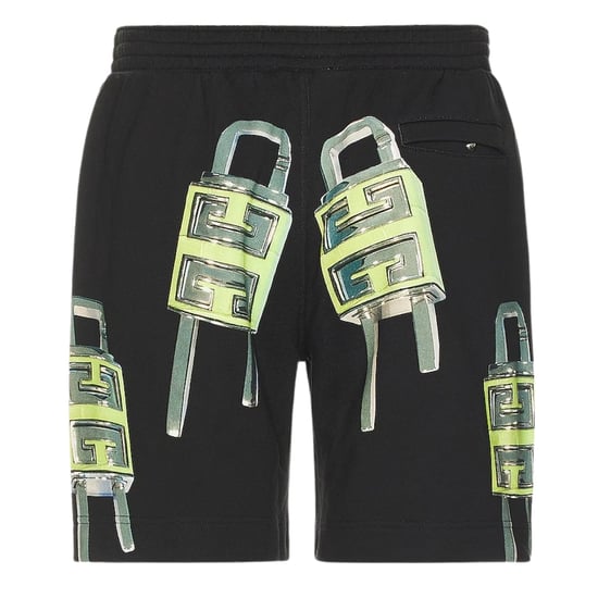 Givenchy Padlock Design Board Fit Black Bermuda Shorts