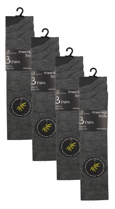 12 Pair Multipack Girls Knee High Bamboo Socks | Long School Kids Socks - Grey - Image 2