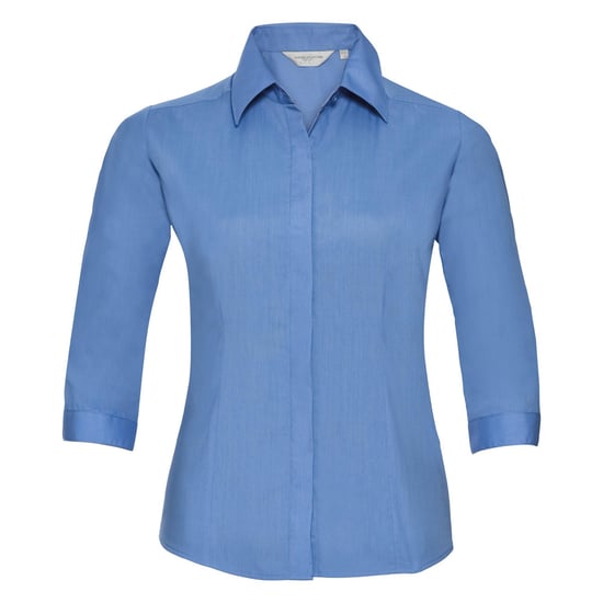 Russell Collection Ladies 3/4 Sleeve Poly-Cotton Easy Care Fitted Poplin Shirt (Corporate Blue) - Image 1