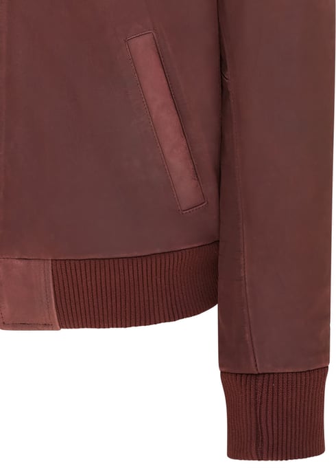 Mens Burgundy A2 Cowhide Leather Bomber Jacket-Eura