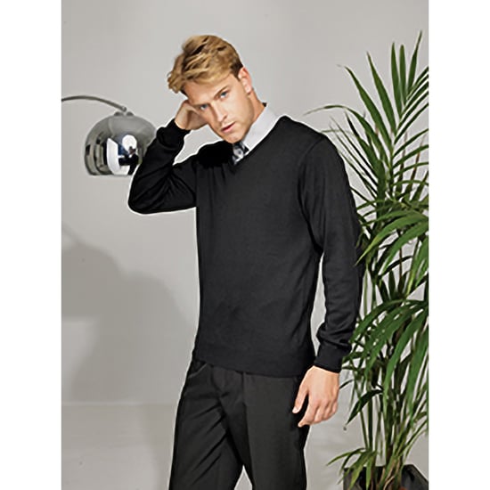 Premier Mens V-Neck Knitted Sweater (Black) - Image 2