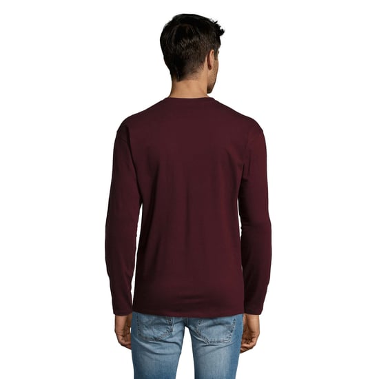 SOLS Mens Monarch Long-Sleeved T-Shirt (Oxblood) - Image 2