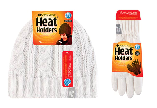 Heat Holders - Ladies Hat & Gloves Set for Winter - Cream - Image 2