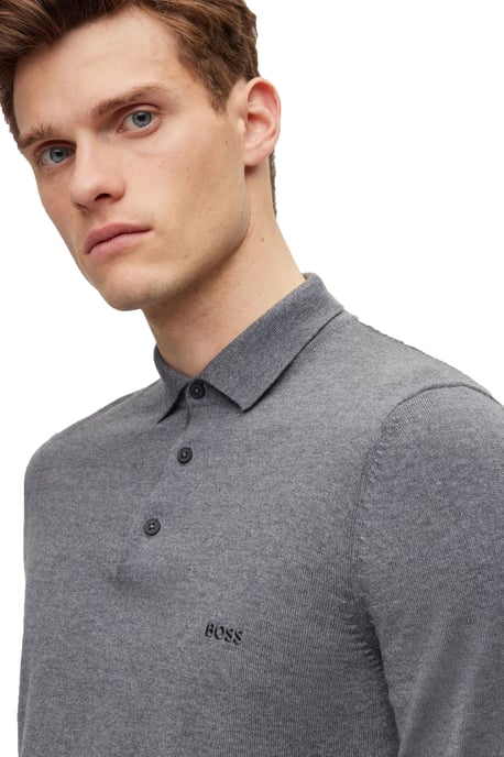 Boss Black Bono-l Long Sleeved Polo Shirt Medium Grey - Image 4