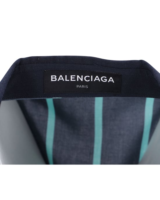 Balenciaga Striped Shirt in Navy Blue Polyester - Image 5