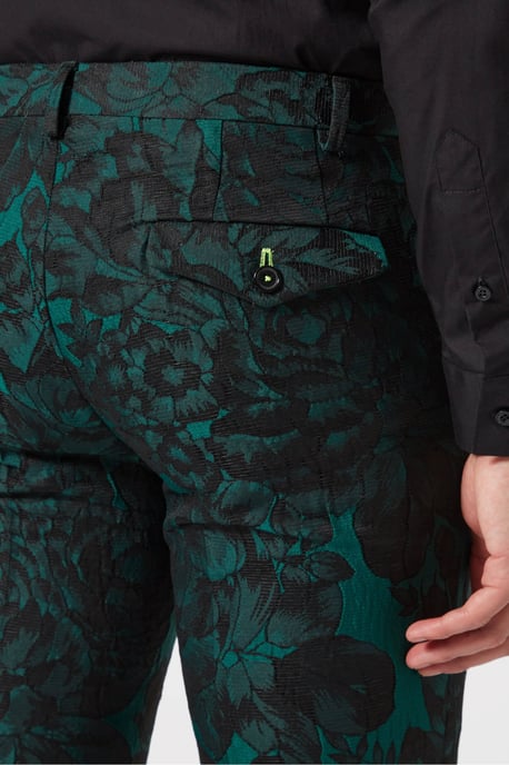 Gilmour Skinny Fit Green Floral Trousers