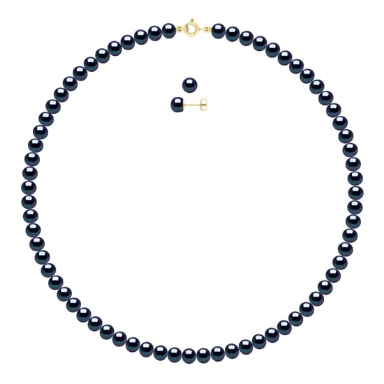 Set being composed of : Necklace of Real Cultured Freshwater Pearls Semi Round 6-7 mm