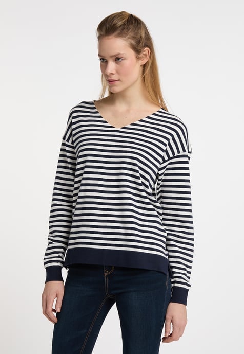Dreimaster Knitted pullover women marine wool white - Image 3