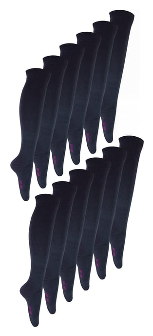 Paquete múltiple de 12 pares de calcetines de bambú hasta la rodilla para niños | Snob de calcetines | Calcetines escolares largos multicolores suaves y transpirables - Gris oscuro - Image 1