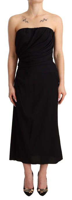 Vestido midi negro sin mangas de seda de Dolce & Gabbana para mujer - Image 2