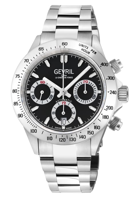 Gevril Men's New Amsterdam 44607B Swiss Automatic ETA 7750 Black Dial Special Edition Watch