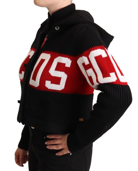 Chaqueta Cárdigan de Logo con Botones y Capucha de Cachemira Negra para Mujer de GCDS - Image 2