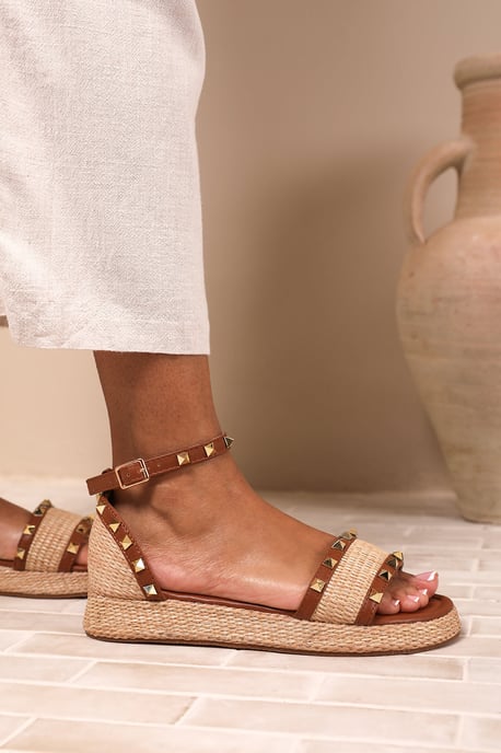 Wheres That From Womens 'Katara' Studded Gladiator Braided Strap Espadrille Flatform - Image 1
