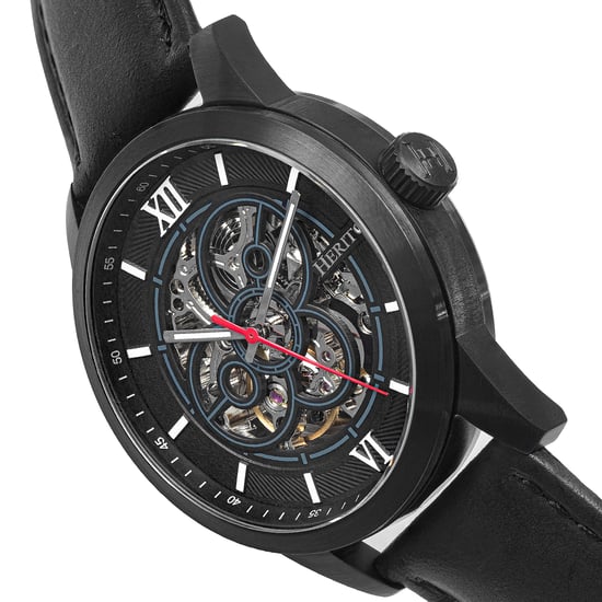 Reloj automático Heritor Jonas con correa de cuero y esqueleto - Image 3