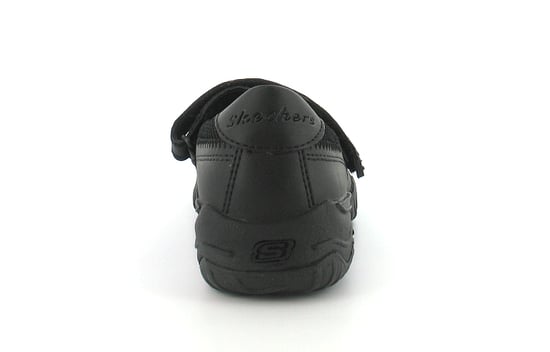 New Girls Black Leather Skechers School Shoes With Touch Fastening - Image 4