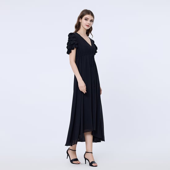 Tiered frills shoulder long dress - Image 1