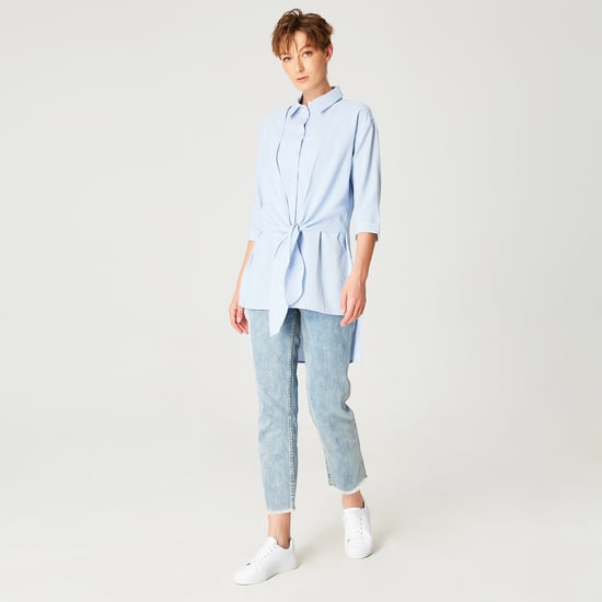 Long shirt with knotted panels in front - Image 2