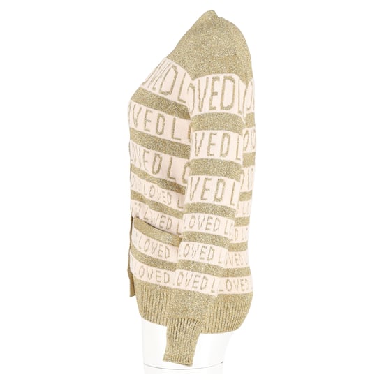 Gucci Loved Oversized Lurex Cardigan in Gold Wool - Image 5