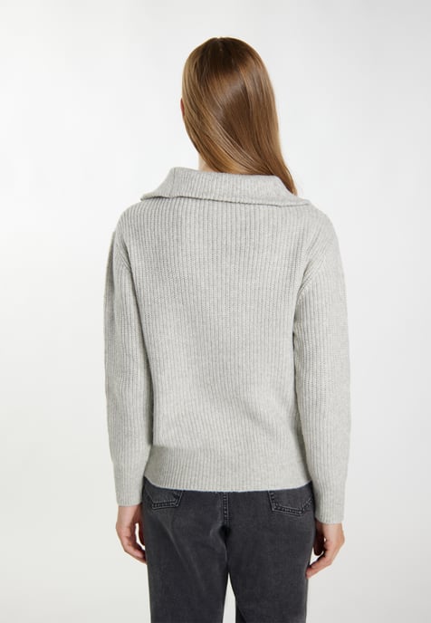 Dreimaster Knitted pullover women Grey melange - Image 4