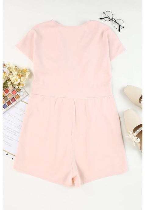 Romper de Mujer Azura Exchange con Escote en V Profundo y Botones en la Cintura Alta en Rosa - Image 4