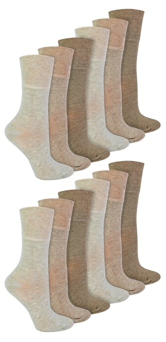 IOMI - Paquete múltiple de 12 pares de calcetines diabéticos de bambú para mujer - Beige - Image 1