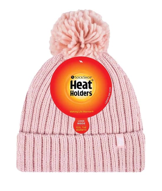 Señoras acanalado manguito térmico aislado invierno Pom Pom Bobble Hat - Image 2