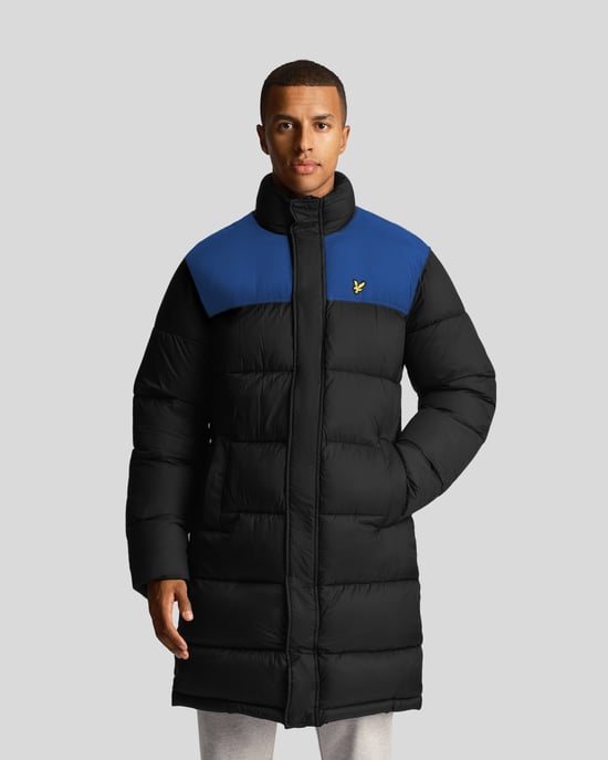 Chaqueta acolchada larga negra acolchada de Lyle & Scott - Image 1