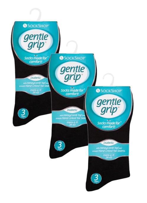 Gentle Grip - 9 Pares de Calcetines de Algodón No Elástico para Hombre - Negro - Image 2
