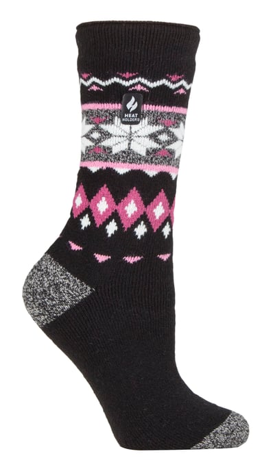 Heat Holders Lite - Calcetines Térmicos Aislantes para Mujer | Múltiples Diseños Incluyendo Rayas Argyle Corazones Estrellas | Calcetines Cálidos para Invierno - Negro (Lima) - Image 1