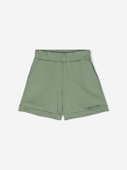 Fendi Boys Logo Shorts in Green - Image 1