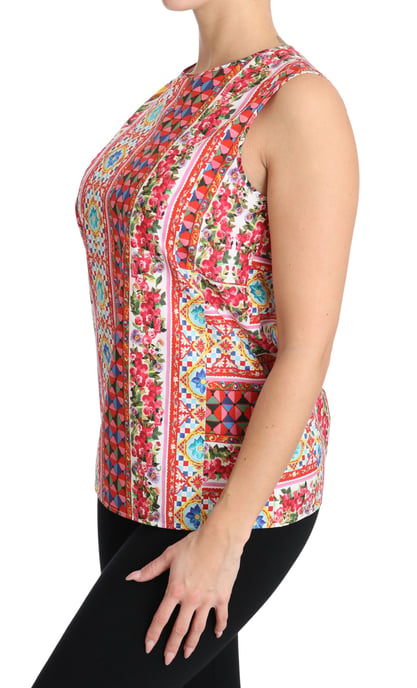 Blusa sin mangas de algodón puro con estampado Carretto de Dolce & Gabbana para mujer - Image 6