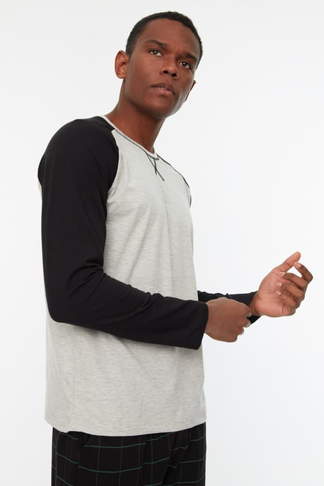 Trendyol Men's Raglan Sleeve Crew neck Pajama Set - Image 3