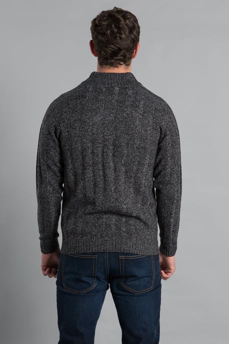 Charcoal Zip-Through Funnel Neck Ribbed Cardigan