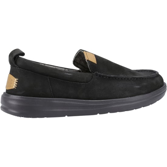 HEYDUDE Wally Grip Moc Leather Men's Black Boat Shoes - Image 2
