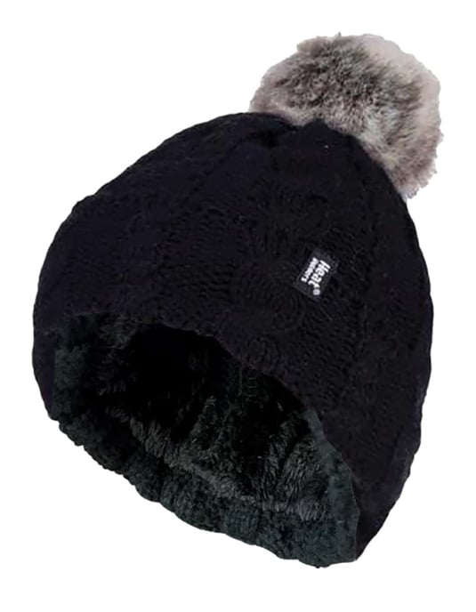 Heat Holders - Ladies Knit Fleece Lined Thermal Bobble Hat with Pom Pom