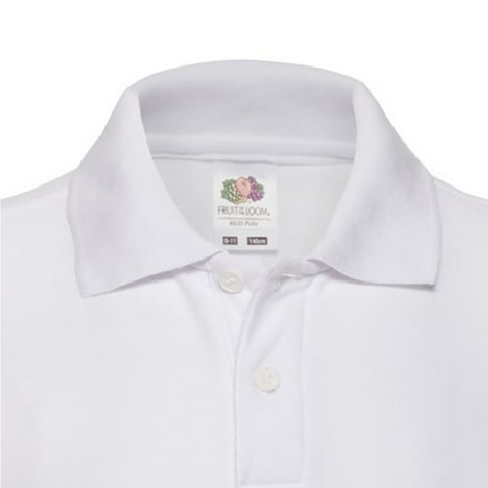 Fruit of the Loom Childrens/Kids Pique Short-Sleeved Polo Shirt (White) - Image 3