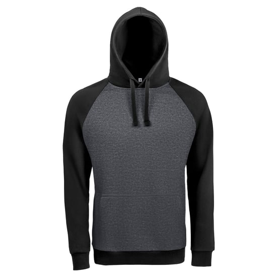 SOLS Unisex Seattle Contrast Raglan Hoodie (Charcoal Marl/Black) - Image 1