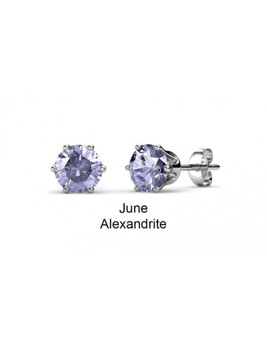 Pendientes Junio ​​con Piedra de Nacimiento - Plata y Púrpura - Image 3