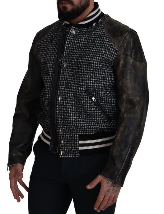 Chaqueta Bomber para Hombre de Polyester de Houndstooth Negro Dolce & Gabbana - Image 4