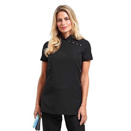 Premier Womens/Ladies Mika Short-Sleeved Tunic (Black) - Image 2