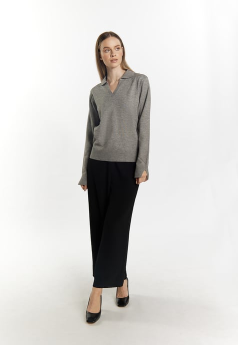 Dreimaster Knitted pullover women Grey melange - Image 2