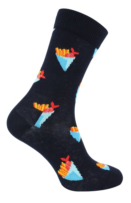 Calcetines Pescado y Patatas Fritas | Calcetines Felices | Divertidos Calcetines de Algodón Coloridos y Transpirables - Denim - Image 1