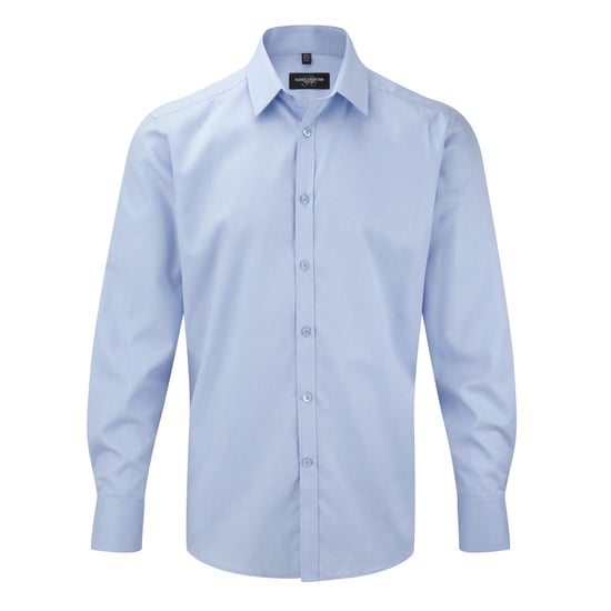 Russell Mens Herringbone Long Sleeve Work Shirt (Light Blue) - Image 1