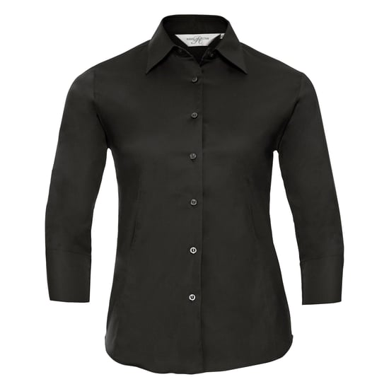 Russell Collection Ladies/Womens 3/4 Sleeve Easy Care Fitted Shirt (Black) - Image 1