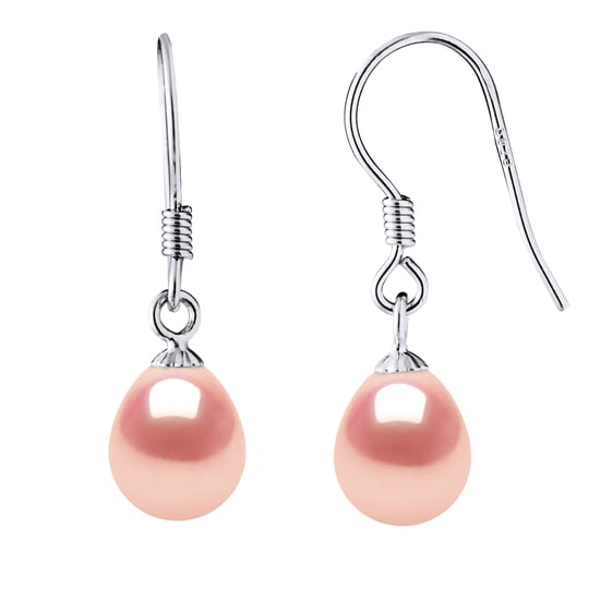 Earrings Hooks Freshwater Pearls 7-8 mm Pears Roses 925