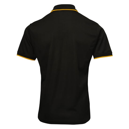 Premier Mens Contrast Coolchecker Polo Shirt (Black/Sunflower) - Image 2