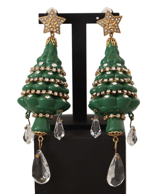 Pendientes de Clip de Bronce con Cristales de Árbol de Navidad en Dorado para Mujer de Dolce & Gabbana - Image 1