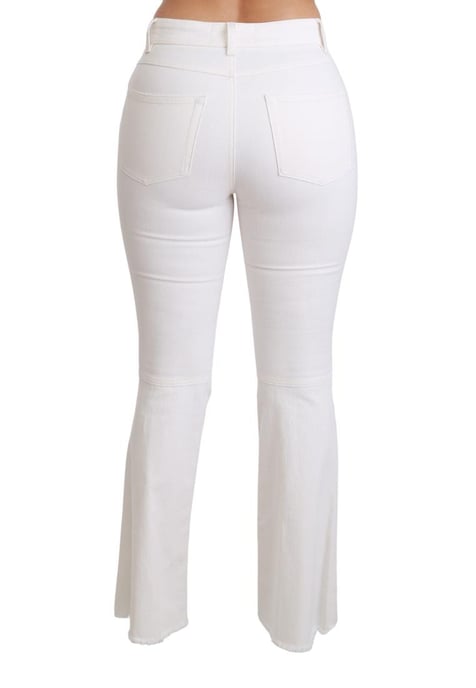 Pantalones acampanados de algodón elástico blancos Heart de Dolce & Gabbana para mujer - Image 5
